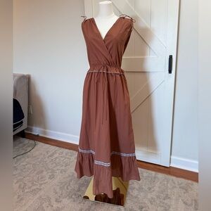Lilla P NWT Gathered Waist V-Neck Dress Burn Sienna